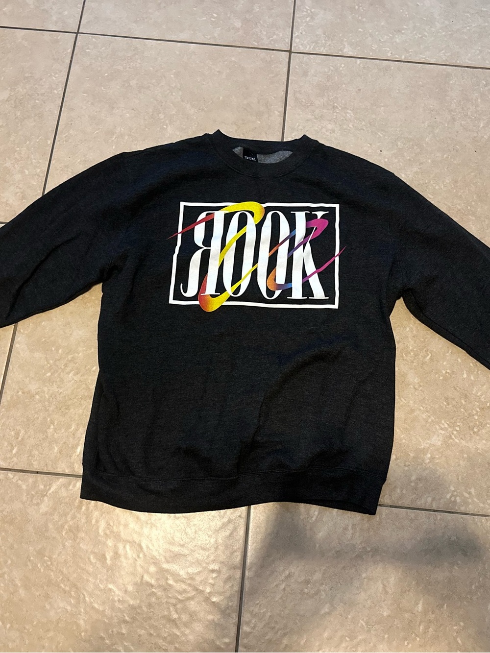 Rook Wave Mens Charcoal Black Crew Fleece Sweatshirt Sweater Size XL